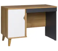 LEMONE 3 biurko, grafit / biały / dąb złoty